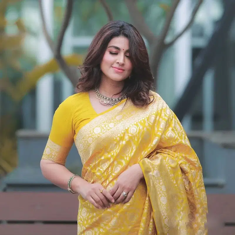 DDF Yellow Zalar Banarasi Soft Silk Designer Sarees Wholesale Shop In Surat
